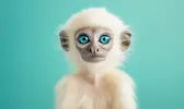 adorable-baby-monkey-striking-blue-eyes-fluffy-white-fur-against-vibrant-turquoise-background...webp