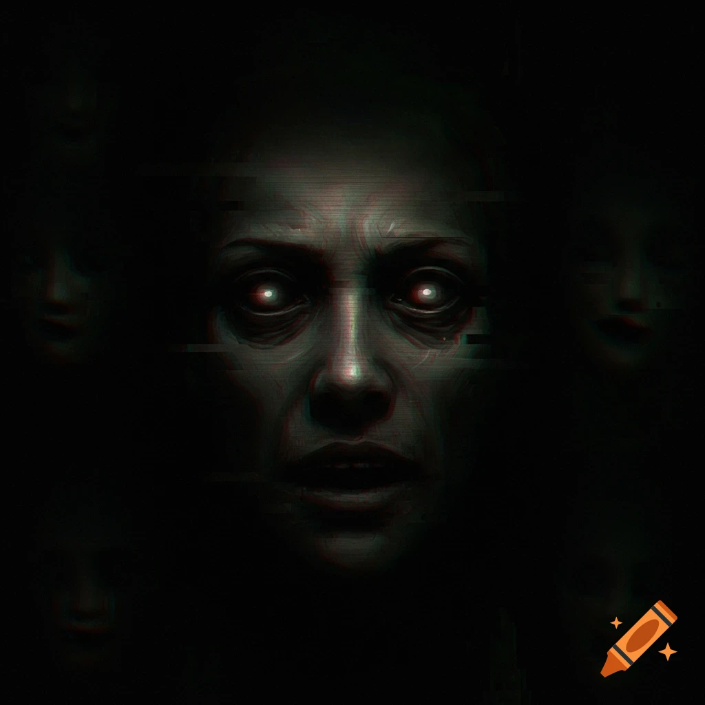 Blurry Haunted Face Like the Grudge created on Craiyon