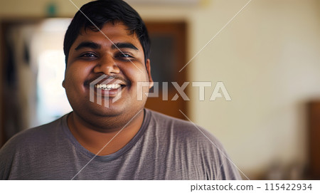 Fat Indian man with a happy smile - Stock Illustration [115422934] - PIXTA