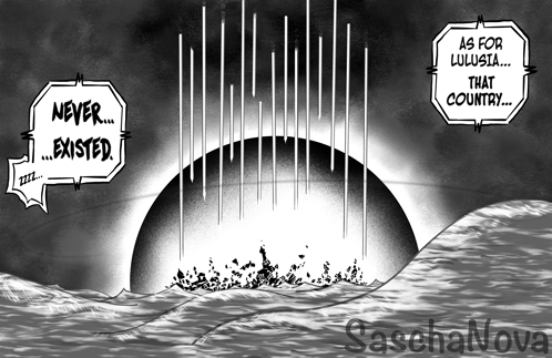 a black and white drawing of a planet with a speech bubble saying never existed