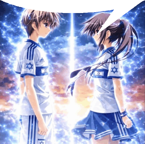 a boy and a girl are standing next to each other and the girl is wearing an adidas shirt
