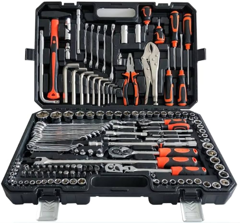 150-Piece Heavy Duty Stainless Steel Tool Kit, Multifunctional Wrench Set -  Complete Tool Box for Home Use1/4 Inch, 1/2 Inch, 3/8 Inch, 1 Inch Hex  Sockets Combination Set For Long Travel : Amazon.in: Home Improvement