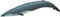 Blue whale illustration with a dark blue tail, a slightly lighter shade of blue overall, and a small dorsal fin close to the tail