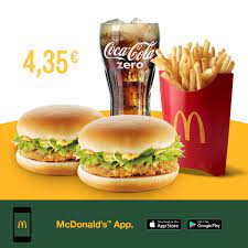 McDonald's app | Έχεις το McDonald's app; Έχεις λαχταριστές προσφορές!  Απόλαυσε 2 Chicken Burgers & μεγάλες πατάτες τηγανητές & αναψυκτικό 500ml  μόνο με 4,35€! Κατευθείαν... | By McDonald's | Facebook