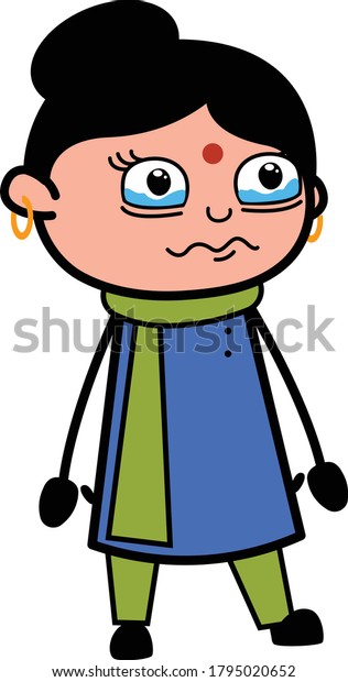 Cartoon Indian Lady Crying Character Design Stock Vector (Royalty Free ...