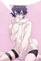 a drawing of a person with a white hoodie and black shorts