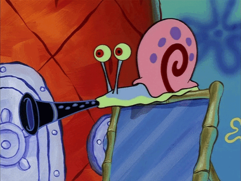 a cartoon snail is playing a clarinet in front of a mirror with the letter s on it