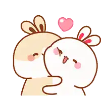 two cartoon rabbits kissing with a heart above them