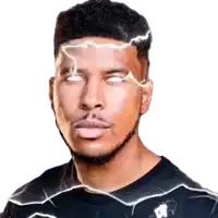a man with a lightning bolt on his head .