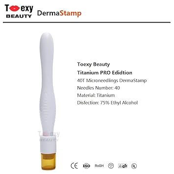 0.5mm Micro Needles Derma Stamp Pen 40 Titanium Tips for Skin Care Beauty Tool, Anti Aging Wrinkles Hair Loss Acne Scars